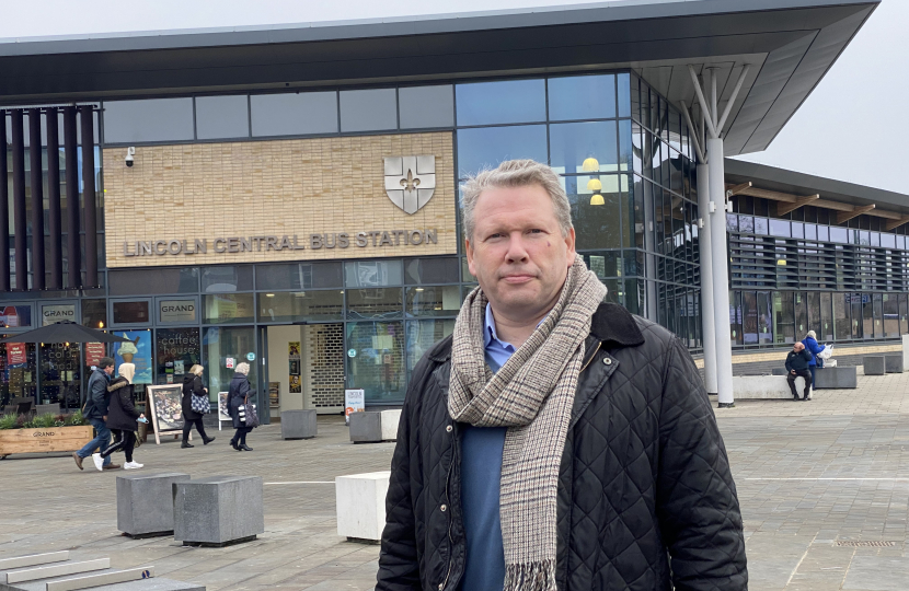 Karl outside Lincoln Bus Station