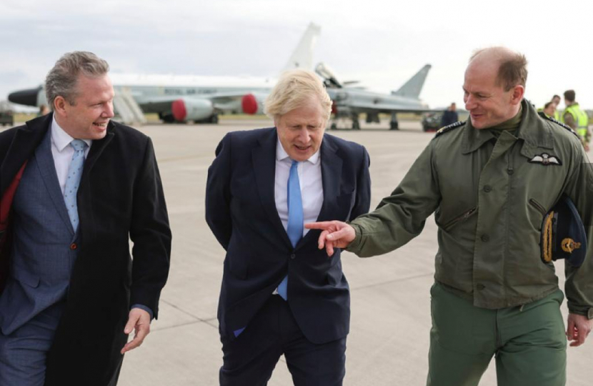 Karl with Boris Johnson at RAF Waddington earlier in 2022