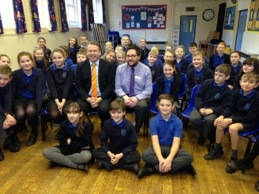 Karl with Mr O’Mahoney and his Year 6 class